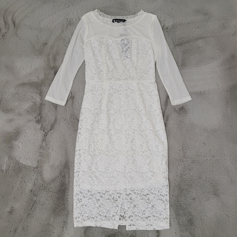 Nwt Allegra k White Lace And Mesh Dress
